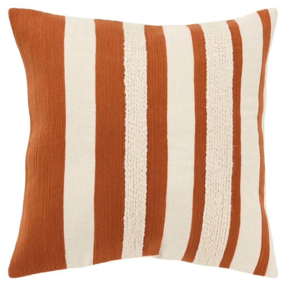 Rizzy Home - 20"x20" Oversize Vertical Striped Square Throw Pil Rust